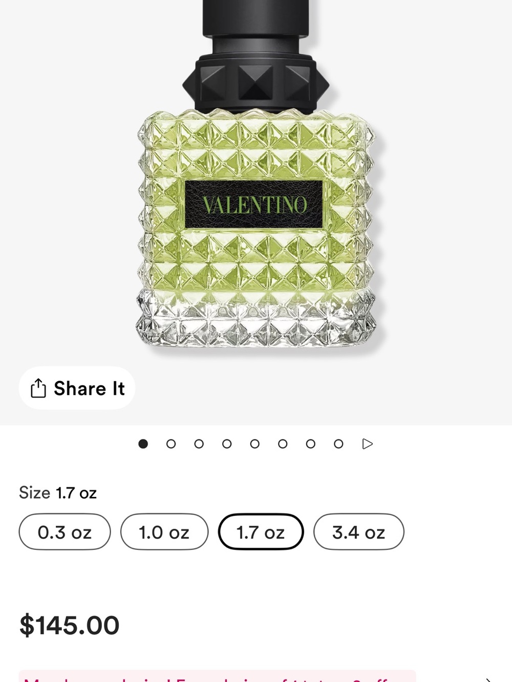 Valentino Green Glass Studded Perfume Bottle - Picture 3 of 3